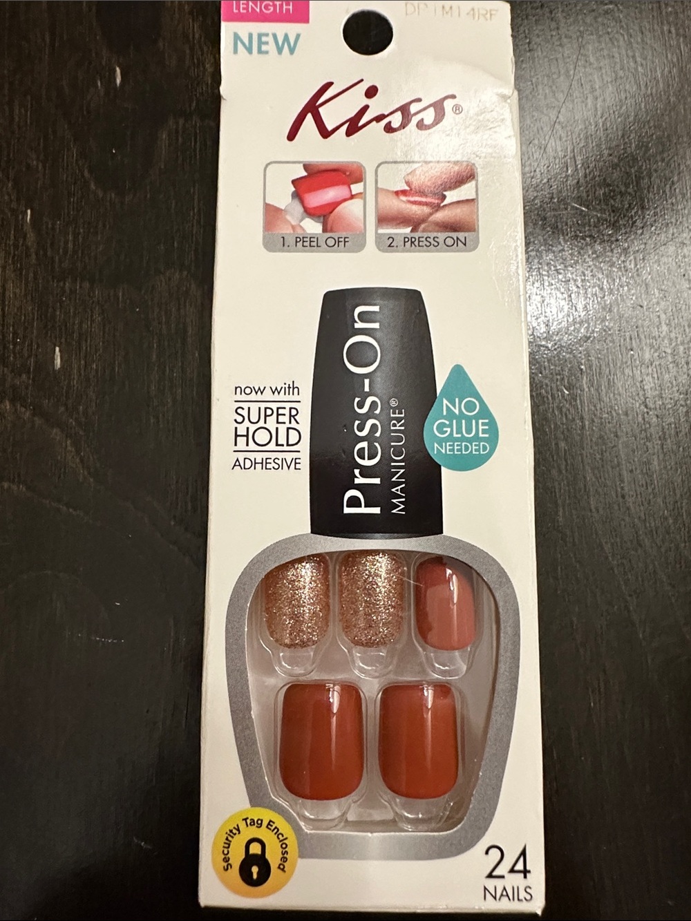 Kiss Press-On Manicure - Rust and Rose Gold Glitter
